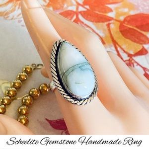 Unique Scheelite Gemstone Handmade Halo Ring